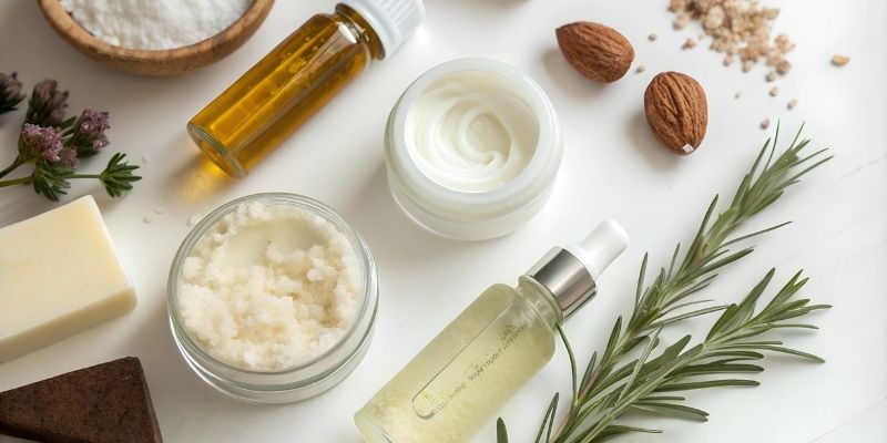 verschiedene Zutaten für Naturkosmetik